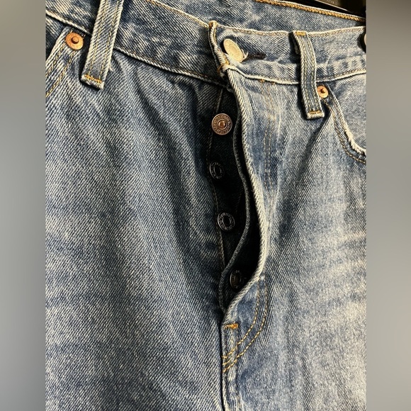 Levi’s 501 Premium Womens Distressed Button Fly High Rise Blue Jeans Sz 29/30 - Picture 5 of 15